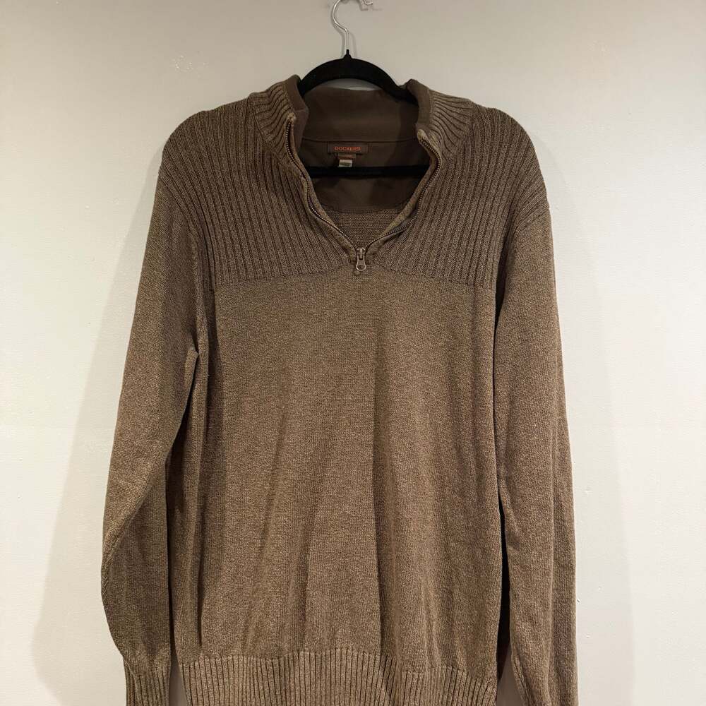 Dockers Men's Green 1/4 Zip Pullover Sweater